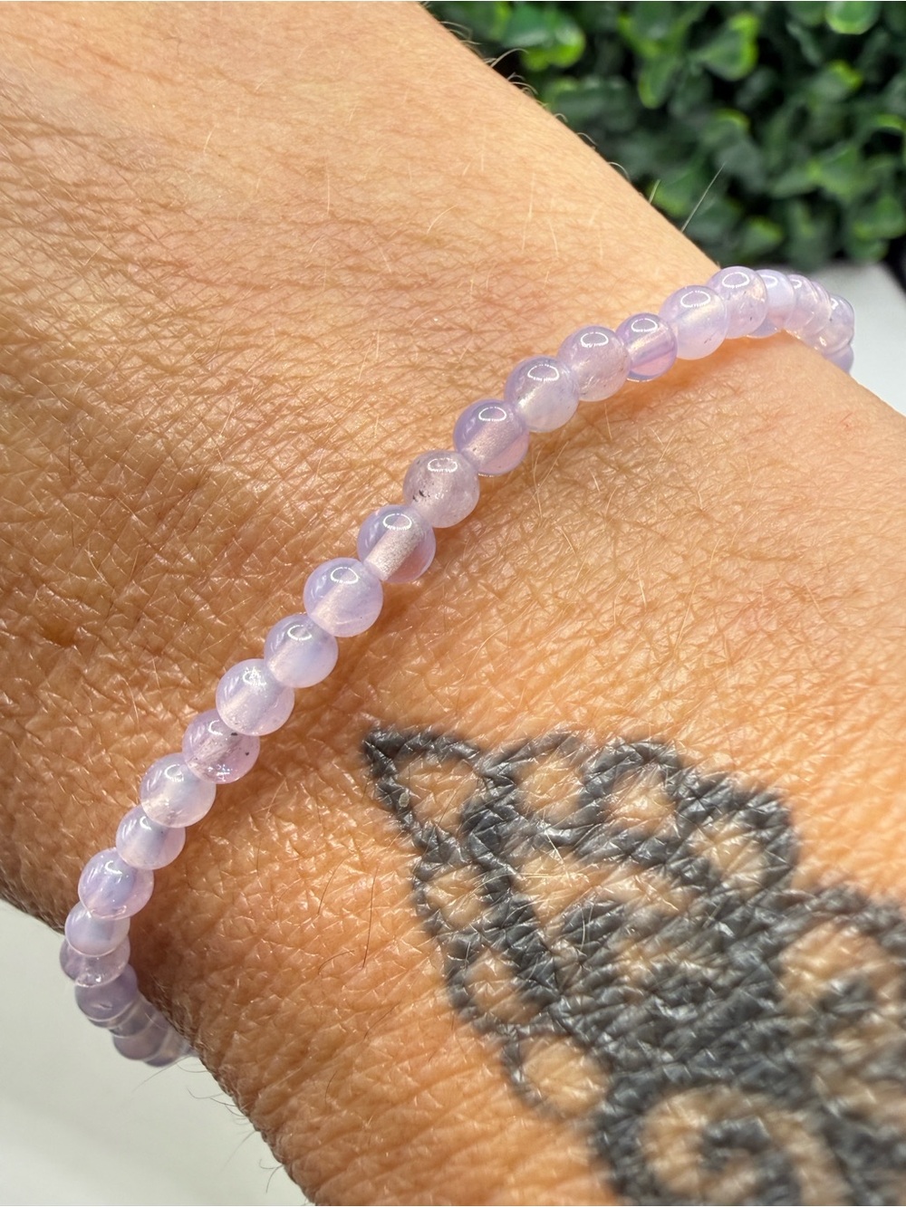 Lavender Moon Quartz 3mm Beaded Bracelet